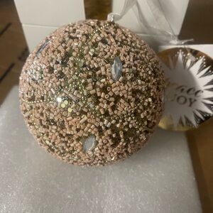 Othr Beaded Holiday Ornament - Gold and Cream